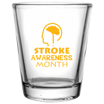 Stroke Awareness Month Custom Clear Shot Glasses- 1.75 Oz. Style 106863