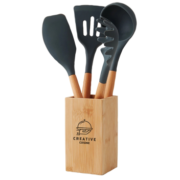 Custom 5-piece Bamboo With Silicone Kitchen Utensil Set
