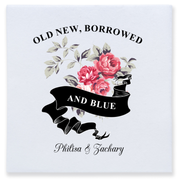 Custom Old New Borrowed And Blue Floral Wedding Premium Full Color Napkins