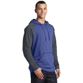 District Young Mens Lightweight Fleece Raglan Hoodie.