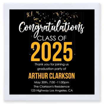 Congratulations Class Of 2025 Thank You For Joining Us Graduation Party Of Full Color 3ply Premium Beverage Napkins Style 172384