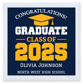 Congratulations Graduate Class Of 2025 Full Color 3ply Premium Beverage Napkins Style 172431