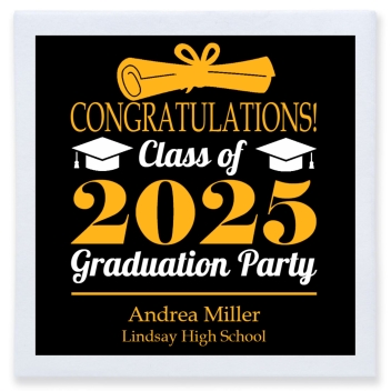 Congratulations Class Of 2025 Graduation Party Full Color 3ply Premium Beverage Napkins Style 172160