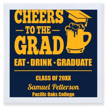 Cheers To The Grad Eat Drihnk Graduate Drink Full Color 3ply Premium Beverage Napkins Style 172743