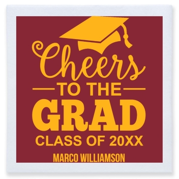 Chheers To The Grad Cheers Full Color 3ply Premium Beverage Napkins Style 172682