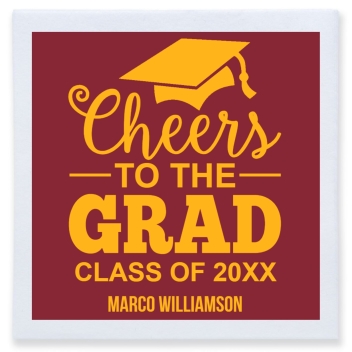 Chheers To The Grad Cheers Full Color 3ply Premium Beverage Napkins Style 172682