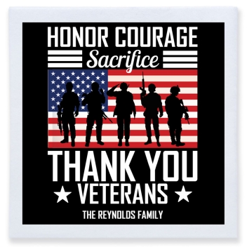 Honor Courage Sacrifice Thank You Veterans Full Color 3ply Premium Beverage Napkins Style 173087