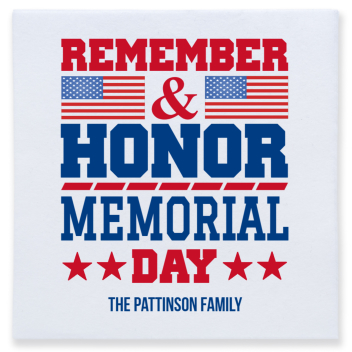 Remember And Honor Memorial Day Full Color 3ply Premium Beverage Napkins Style 173084