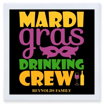 Mardi Gras Drinking Crew Full Color 3ply Premium Beverage Napkins Style 170327