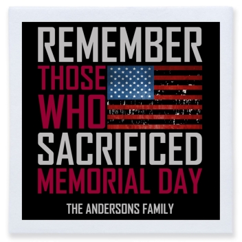 Remember Those Who Sacrificed Memorial Day Full Color 3ply Premium Beverage Napkins Style 173088