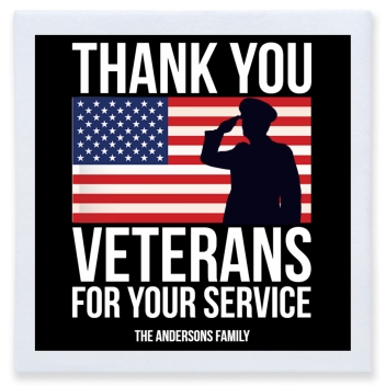 Thank You Veterans For Four Service Your Full Color 3ply Premium Beverage Napkins Style 172795