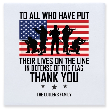 To All Who Have Put Lives On Line Defense The Flag Thank You Their Of Full Color 3ply Premium Beverage Napkins Style 173089