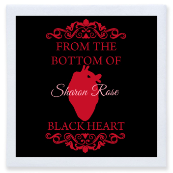 From The Bottom Of Sharon Rose Black Heart Full Color 3ply Premium Beverage Napkins Style 169493