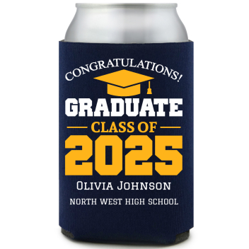 Congratulations Graduate Class Of 2025 Full Color Foam Collapsible Coolies All Over Print Style 172431