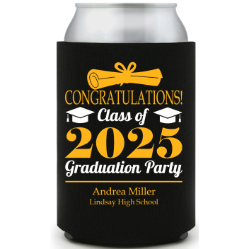 Congratulations Class Of 2025 Graduation Party Full Color Foam Collapsible Coolies All Over Print Style 172160