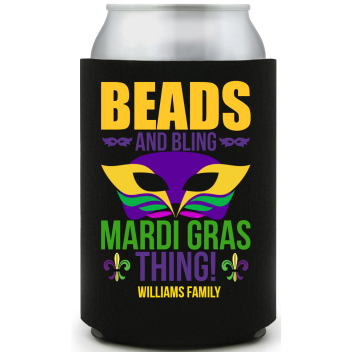 Beads And Bling Madi Gras Thing Mardi Full Color Foam Collapsible Coolies All Over Print Style 170326