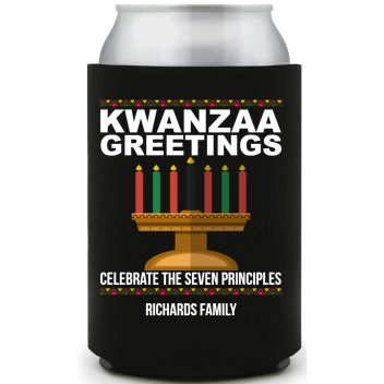 Kwanzaa Greetings Celebrate The Seven Principles Full Color Foam Collapsible Coolies All Over Print Style 168541