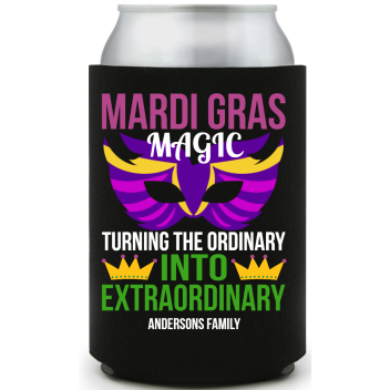Mardi Gras Magic Turning The Ordinary Into Extraordinary Full Color Foam Collapsible Coolies All Over Print Style 170332