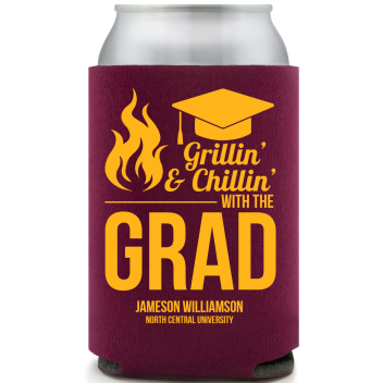 Grillin And Chillin With The Grad Full Color Foam Collapsible Coolies All Over Print Style 172716