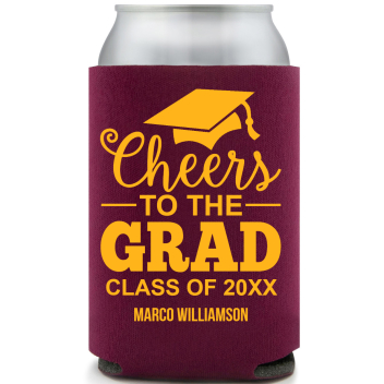 Chheers To The Grad Cheers Full Color Foam Collapsible Coolies All Over Print Style 172682