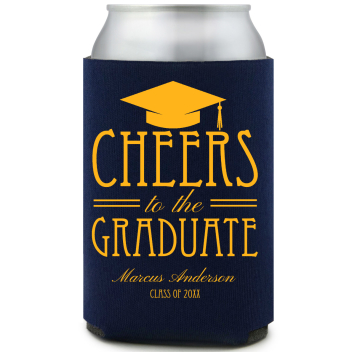 Cheers To The Graduate Full Color Foam Collapsible Coolies All Over Print Style 172738