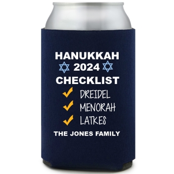 Hanukkah 2024 Checklist Dreidel Menorah Latkes Full Color Foam Collapsible Coolies All Over Print Style 168515