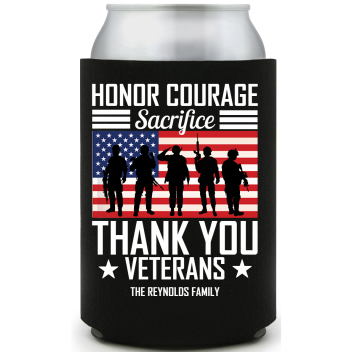 Honor Courage Sacrifice Thank You Veterans Full Color Foam Collapsible Coolies All Over Print Style 173087