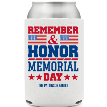 Remember And Honor Memorial Day Full Color Foam Collapsible Coolies All Over Print Style 173084