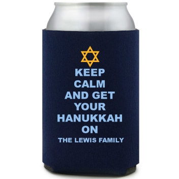 Keep Calm And Get Your Hanukkah On The Lewis Family Full Color Foam Collapsible Coolies All Over Print Style 168464