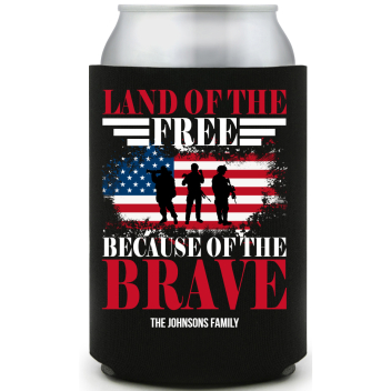 Land Of The Free Because Of The Brave Full Color Foam Collapsible Coolies All Over Print Style 172833