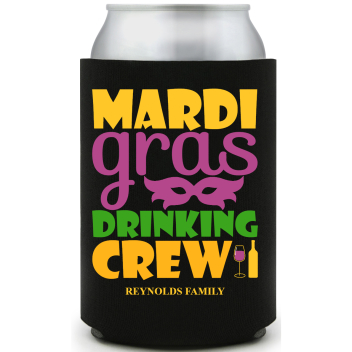 Mardi Gras Drinking Crew Full Color Foam Collapsible Coolies All Over Print Style 170327