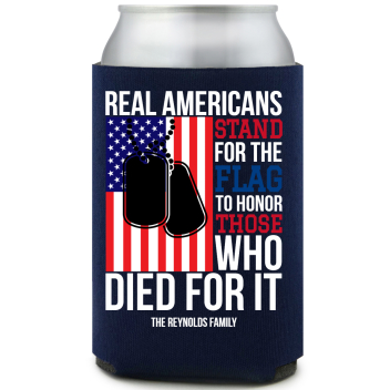 Real Americans Stand For The Flag To Honor Those Who Died For It Full Color Foam Collapsible Coolies All Over Print Style 173028