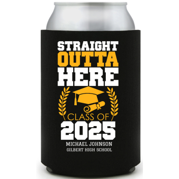 Straight Outta Here Class Of 2025 Full Color Foam Collapsible Coolies All Over Print Style 172279