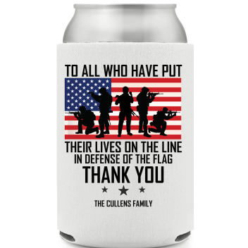 To All Who Have Put Lives On Line Defense The Flag Thank You Their Of Full Color Foam Collapsible Coolies All Over Print Style 173089
