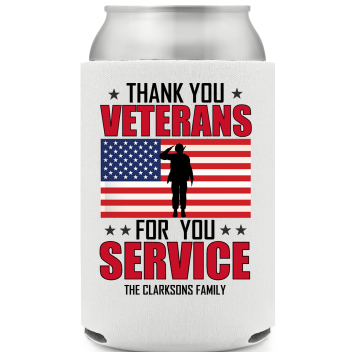 Thank You Veterans For Your Service Full Color Foam Collapsible Coolies All Over Print Style 172825