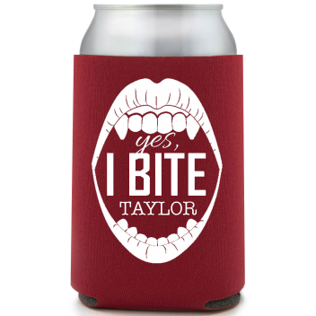 Yes I Bite Taylor Full Color Foam Collapsible Coolies All Over Print Style 167489