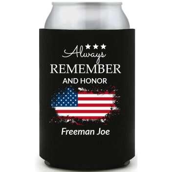 Always Remember And Honor Full Color Foam Collapsible Coolies All Over Print Style 172507