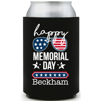 Happy Memorial Day Full Color Foam Collapsible Coolies All Over Print Style 173015
