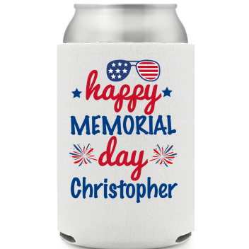Happy Memorial Day Full Color Foam Collapsible Coolies All Over Print Style 173039