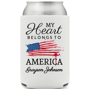 My Heart Belongs To America Full Color Foam Collapsible Coolies All Over Print Style 173006