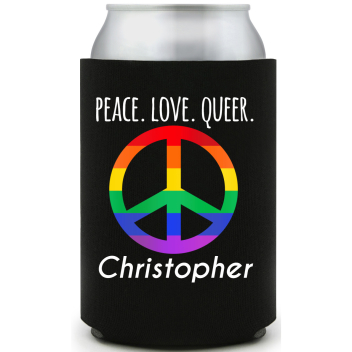 Peace Love Queer Full Color Foam Collapsible Coolies All Over Print Style 173219