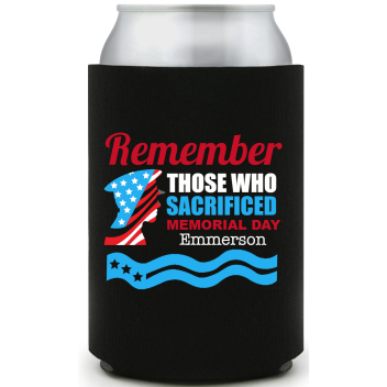 Remember Those Who Sacrificed Memorial Day Full Color Foam Collapsible Coolies All Over Print Style 173048