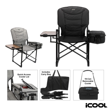Icool Icool&reg; Twin Peaks Deluxe Camping Chair With 18-can Cooler