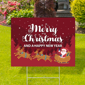Merry Christmas Happy New Year Yard Signs