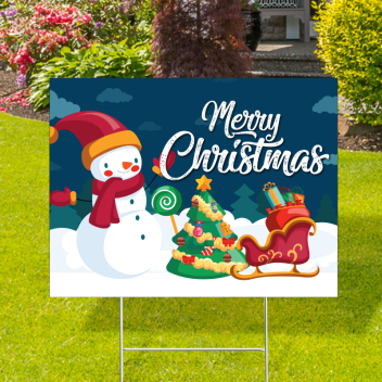 Merry Christmas Snowman Yard Signs