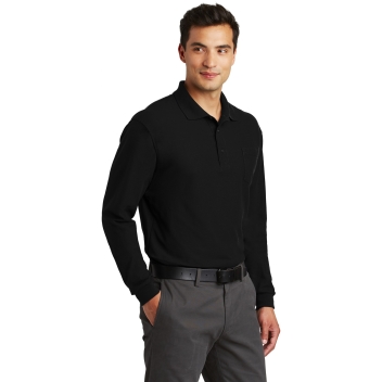 Port Authority Long Sleeve Silk Touch Polo With Pocket.