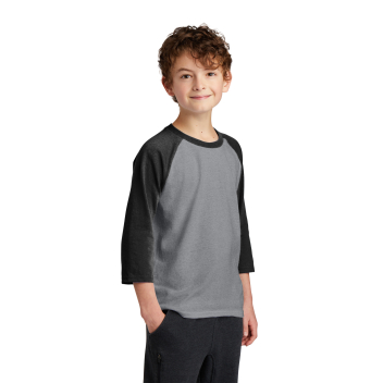 Port & Company Youth Core Blend 3/4-sleeve Raglan Tee.