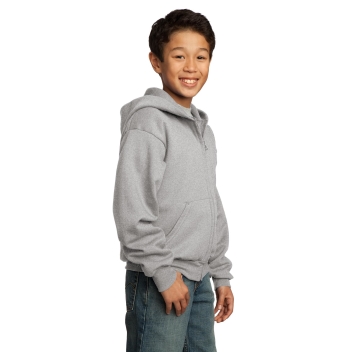 Port & Company - Youth Core Fleece Full-zip Hooded Sweatshirt.