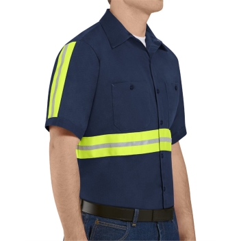 Red Kap Men's Tall Enhanced Visibility Short Sleeve Cotton Work Shirt - Sc40et