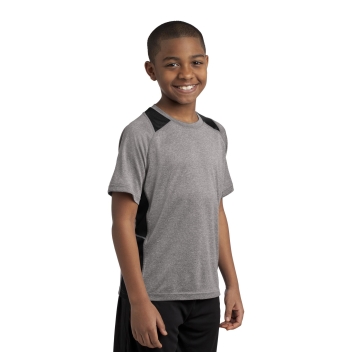 Sport-tek Youth Heather Colorblock Contender Tee.
